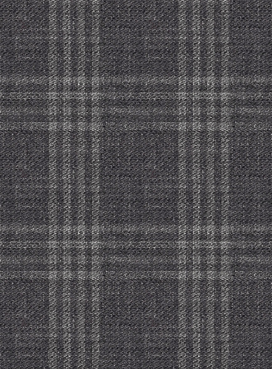 Noble Dark Gray Check Wool Silk Linen Jacket - StudioSuits