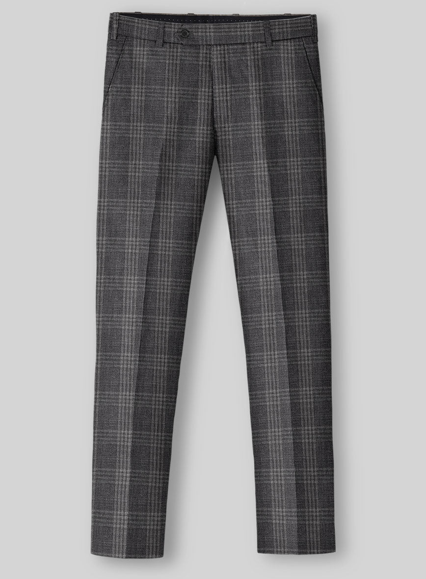 Noble Dark Gray Check Wool Silk Linen Suit - StudioSuits