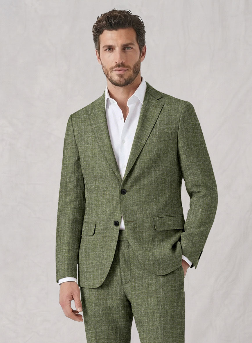 Noble Dew Green Wool Silk Linen Suit - StudioSuits