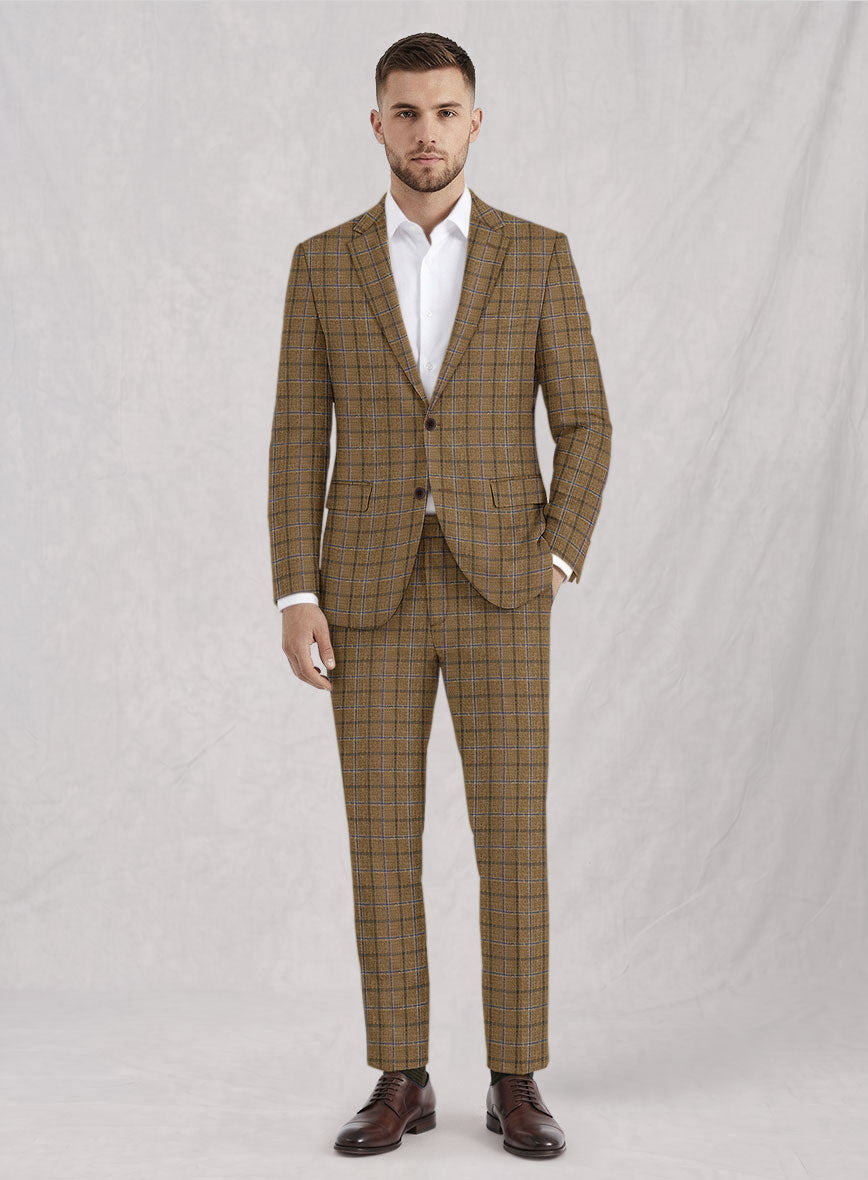 Noble Giancarlo Brown Wool Silk Linen Suit - StudioSuits