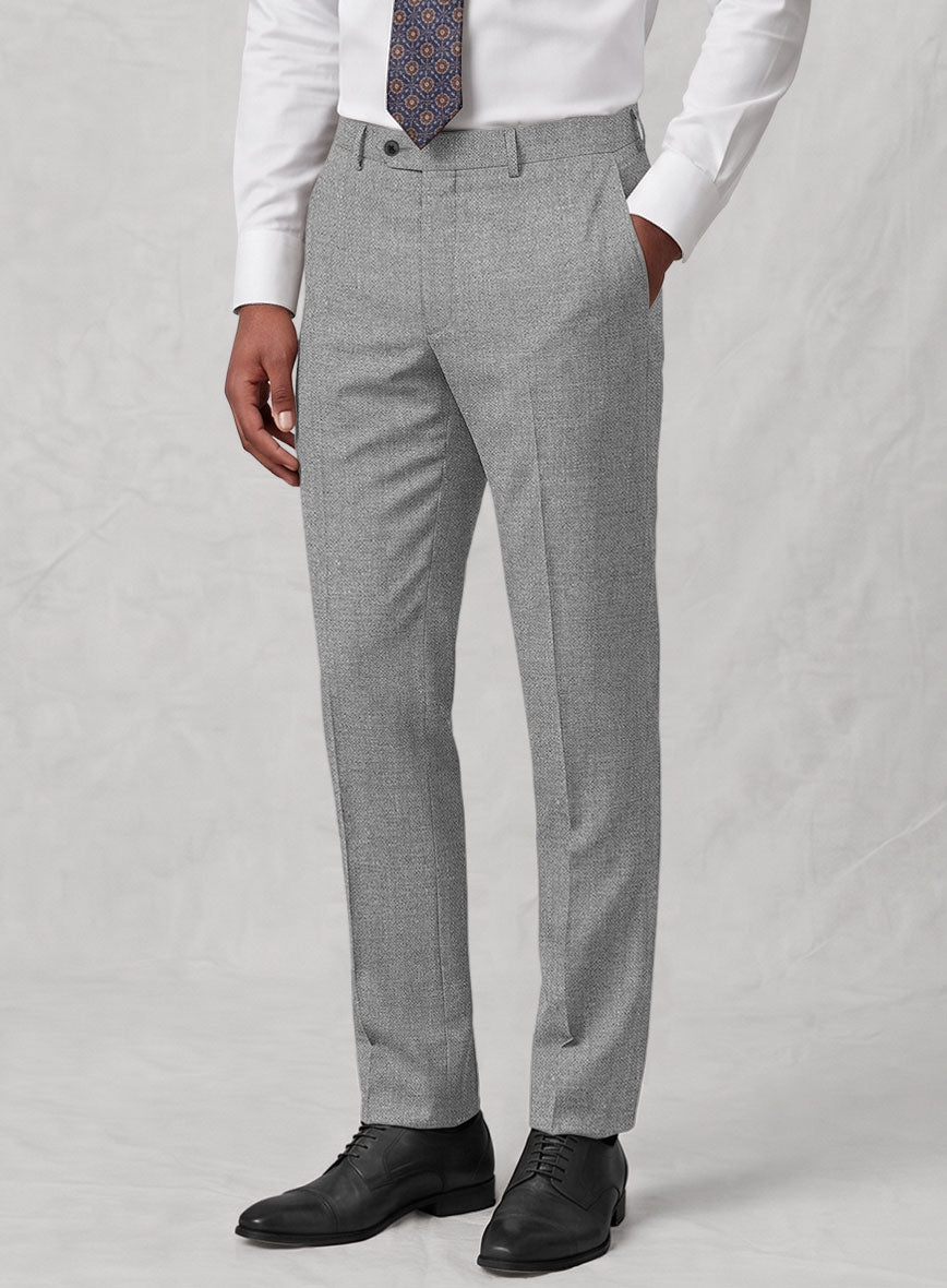 Noble Gray Wool Silk Linen Pants - StudioSuits