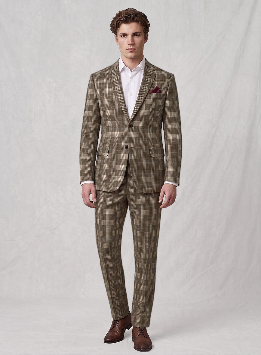 Noble Hugo Brown Wool Silk Linen Suit - StudioSuits