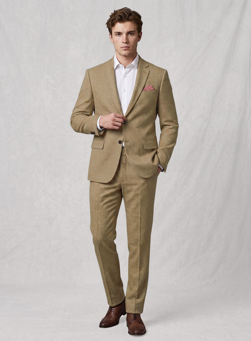 Noble Maple Khaki Wool Silk Linen Suit - StudioSuits