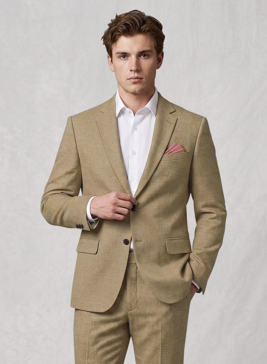 Noble Maple Khaki Wool Silk Linen Suit - StudioSuits