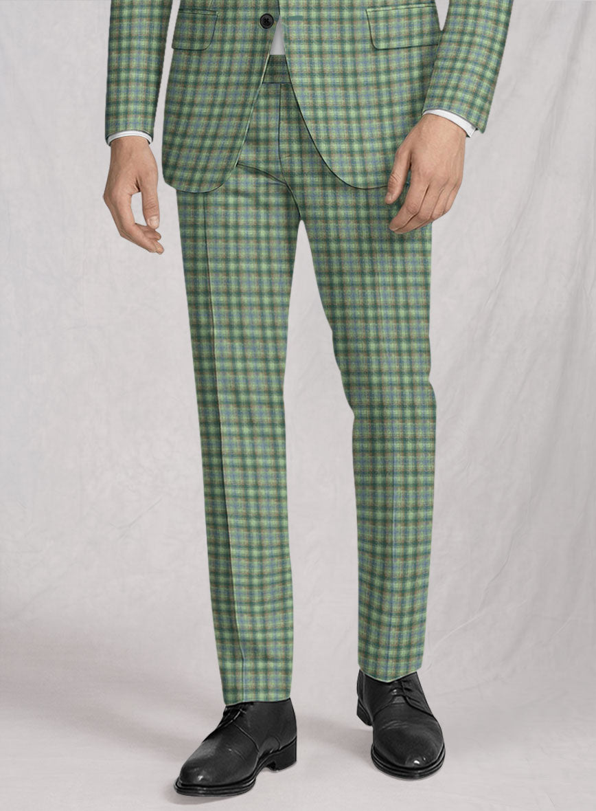 Noble Mariana Green Wool Silk Linen Pants - StudioSuits