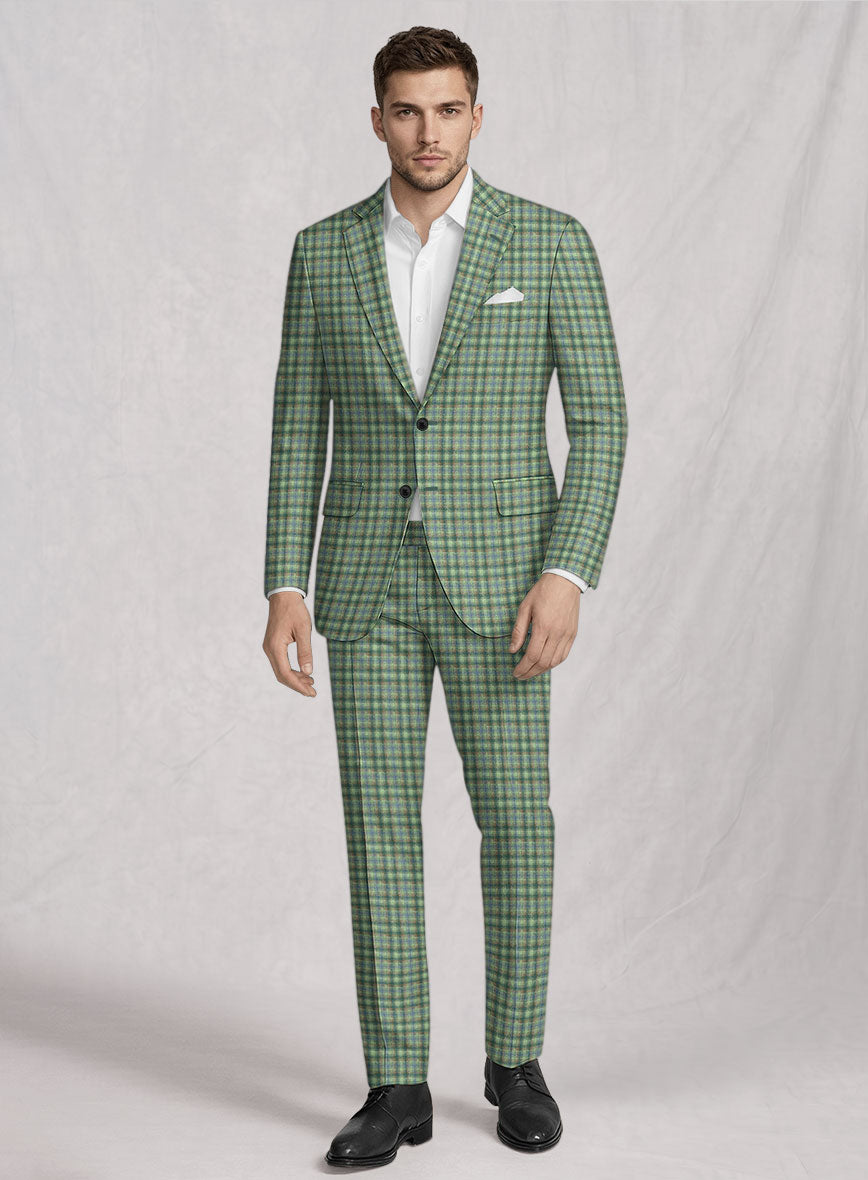 Noble Mariana Green Wool Silk Linen Suit - StudioSuits