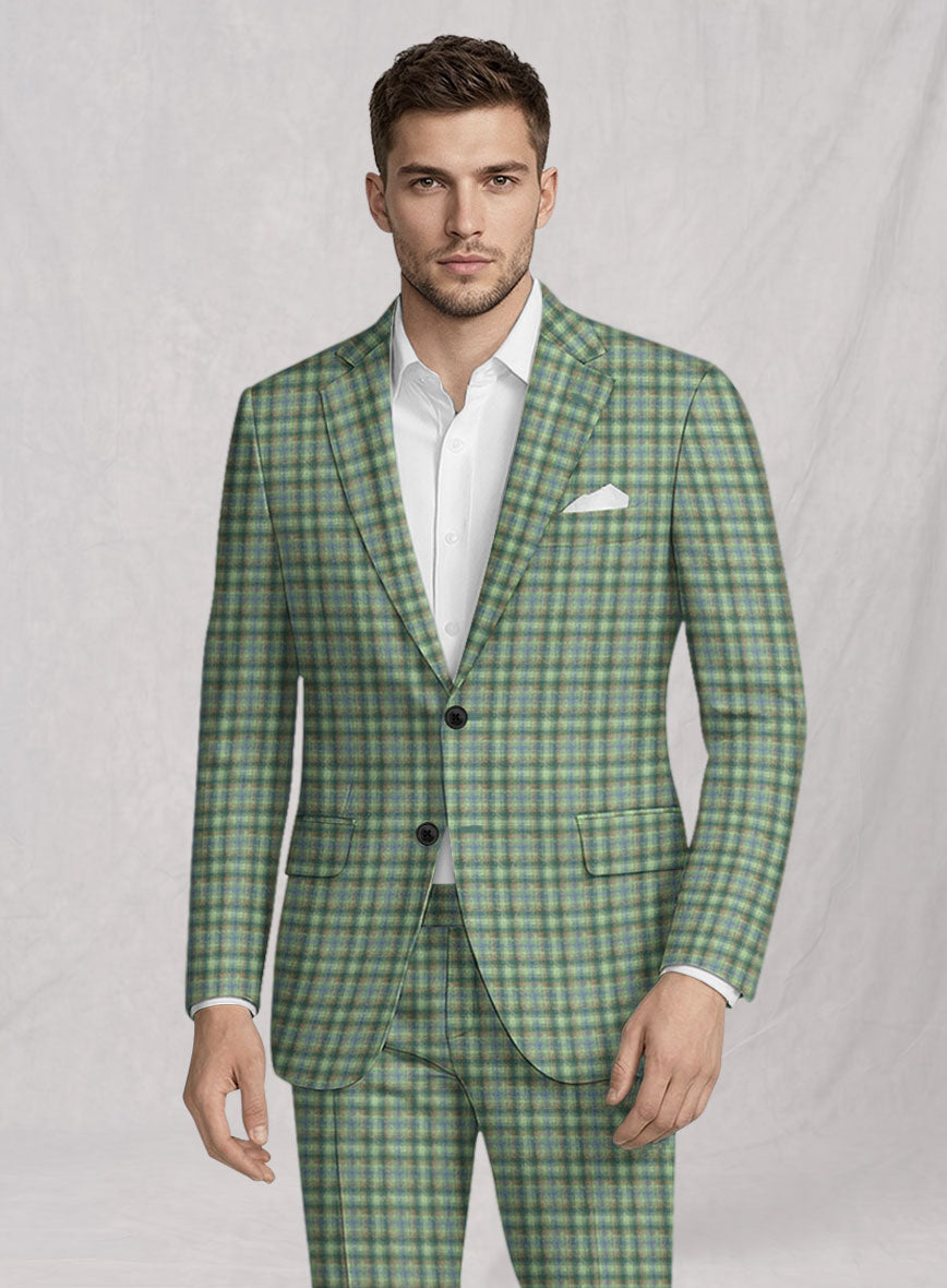 Noble Mariana Green Wool Silk Linen Suit - StudioSuits