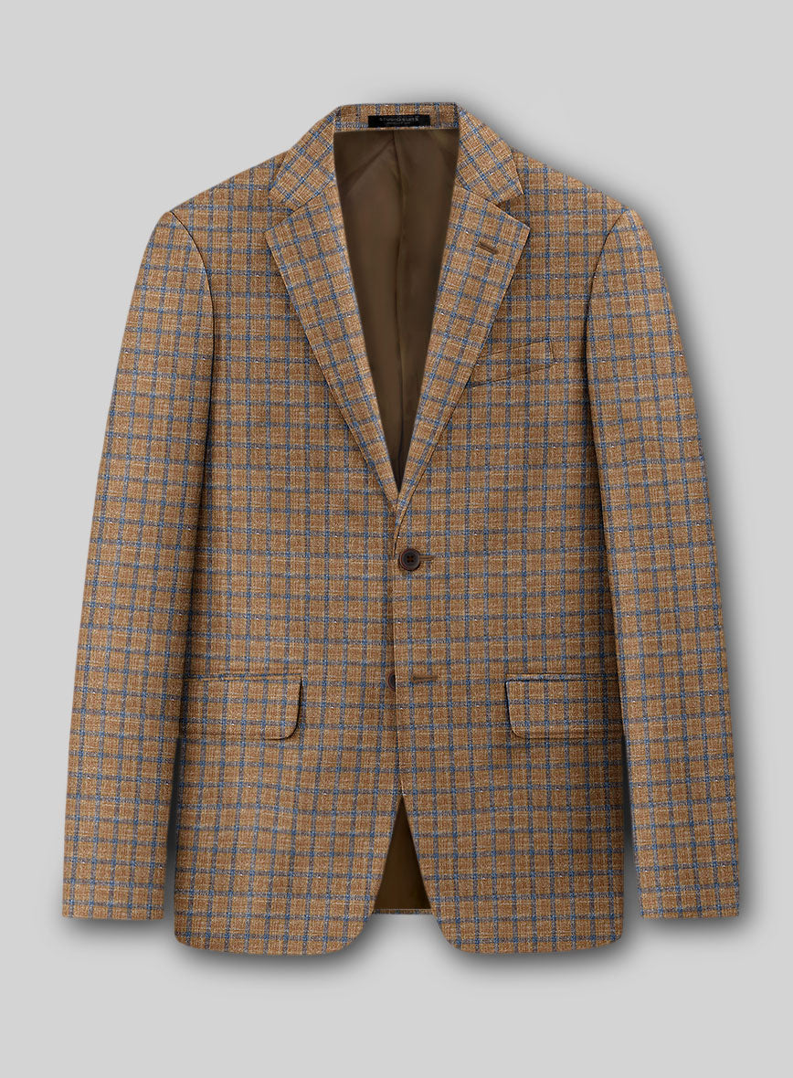 Noble Mustard Check Wool Silk Linen Suit - StudioSuits