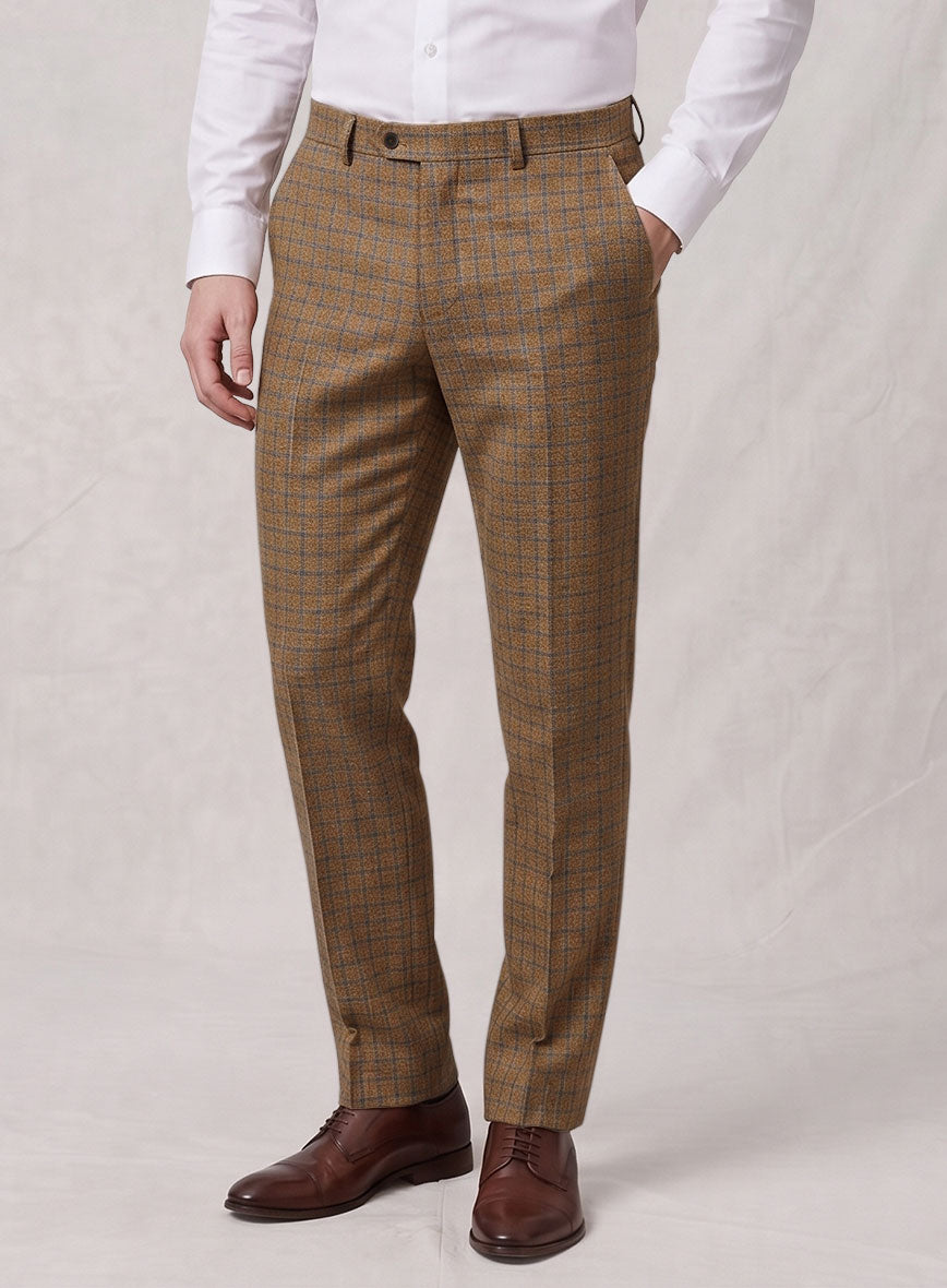 Noble Mustard Check Wool Silk Linen Suit - StudioSuits