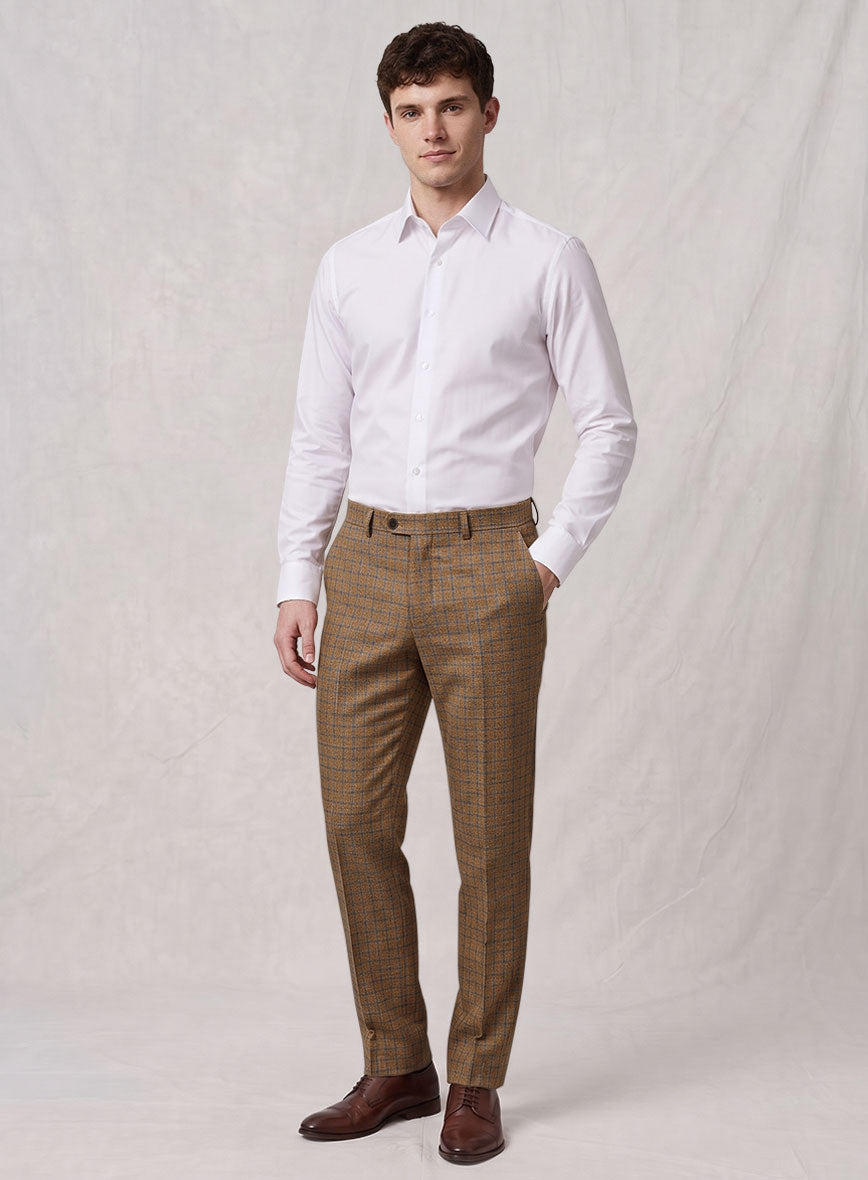 Noble Mustard Check Wool Silk Linen Suit - StudioSuits