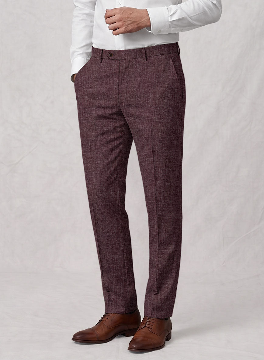 Noble Purple Wool Silk Linen Pants - StudioSuits