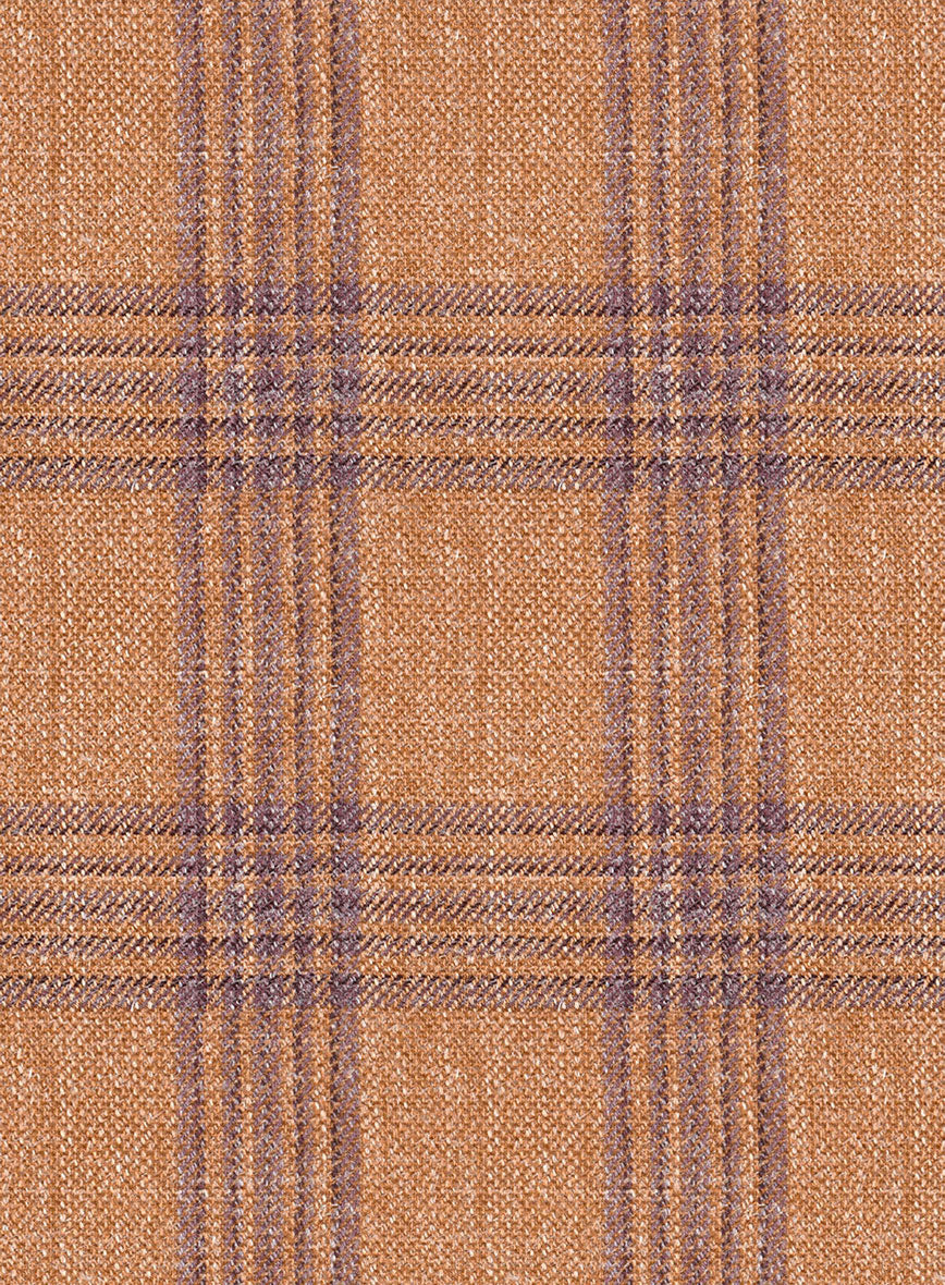 Noble Rust Check Wool Silk Linen Jacket - StudioSuits