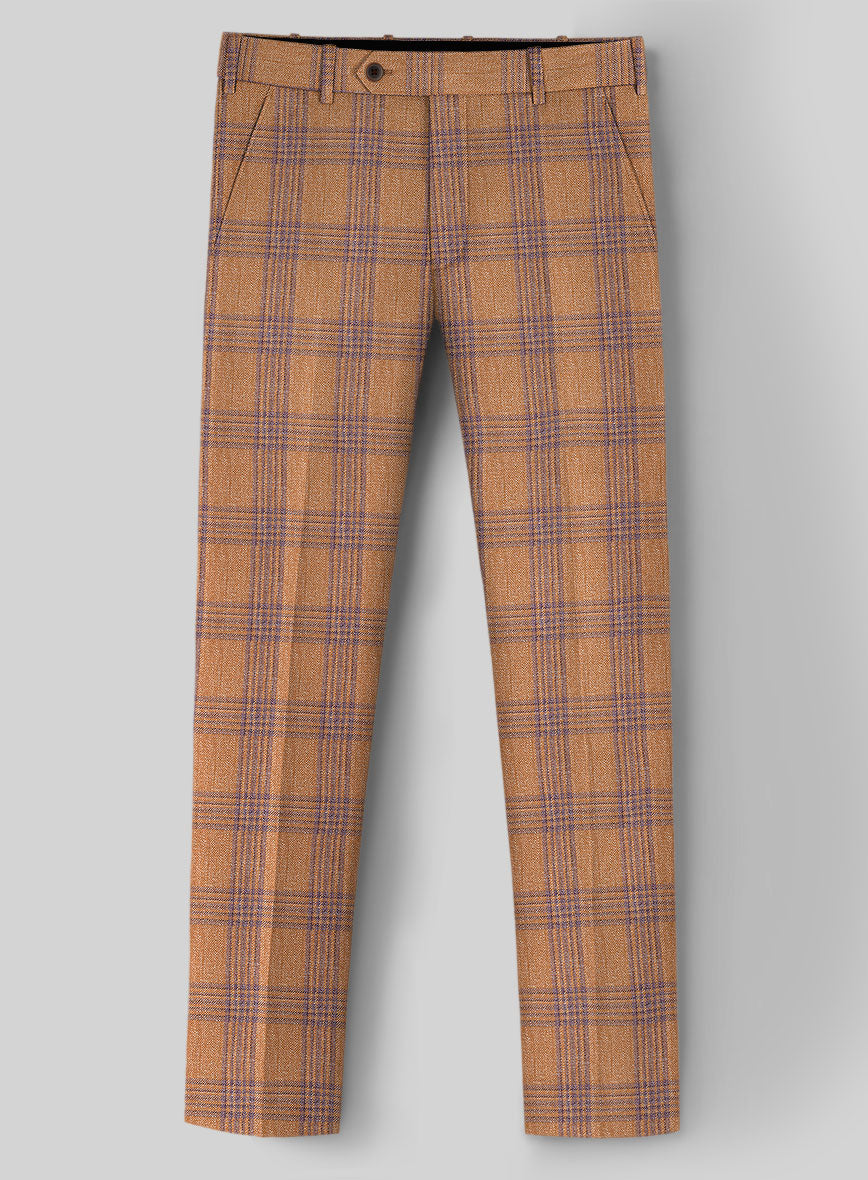 Noble Rust Check Wool Silk Linen Suit - StudioSuits