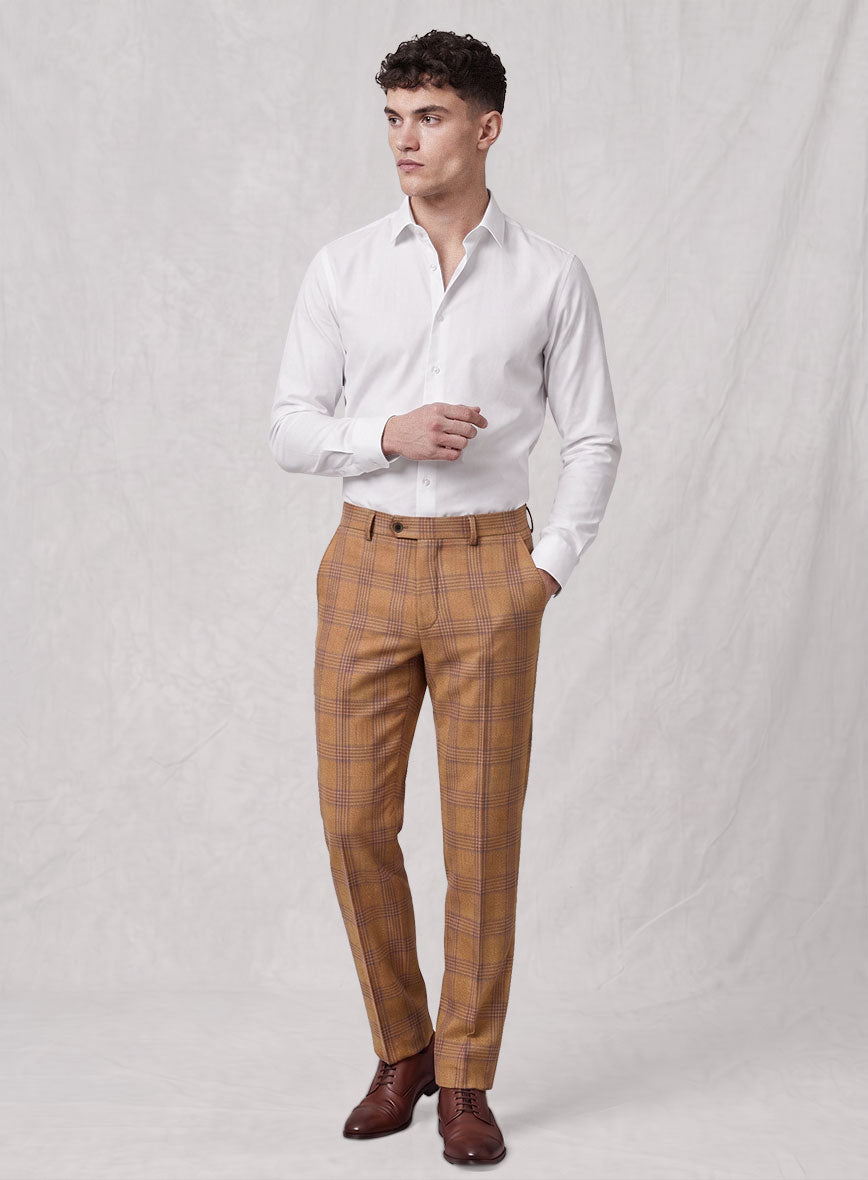 Noble Rust Check Wool Silk Linen Suit - StudioSuits
