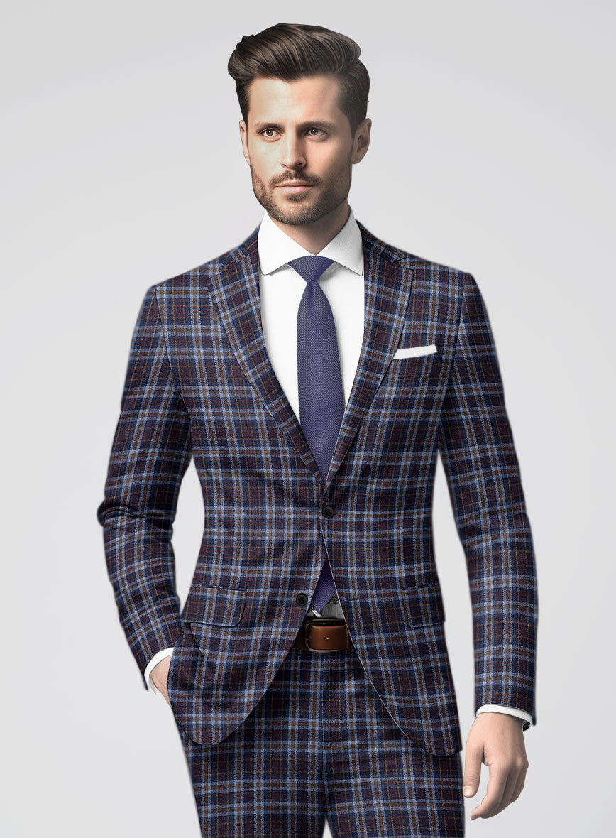Noble Adrianna Check Wool Silk Linen Jacket - StudioSuits
