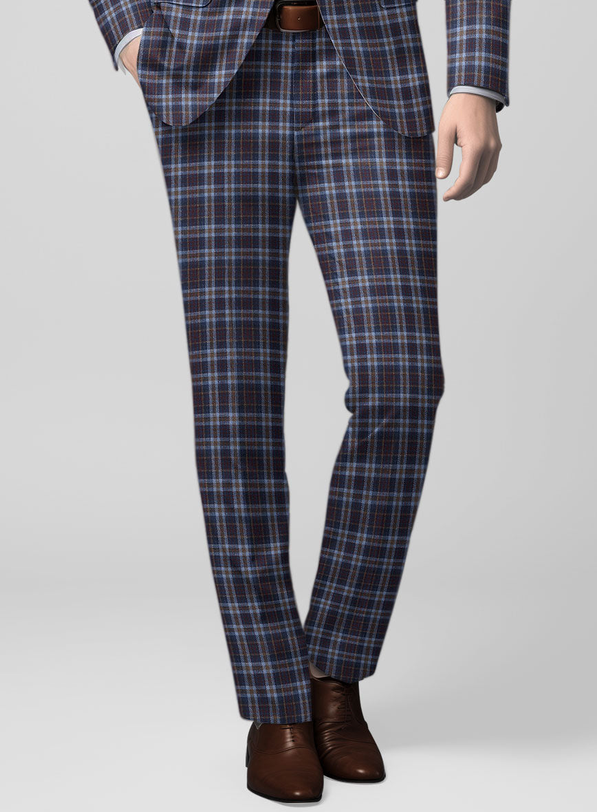 Noble Adrianna Check Wool Silk Linen Pants - StudioSuits