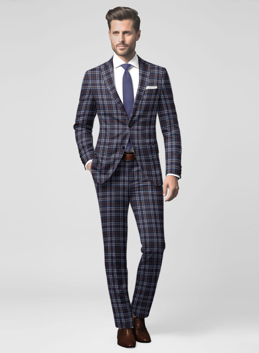 Noble Adrianna Check Wool Silk Linen Suit - StudioSuits