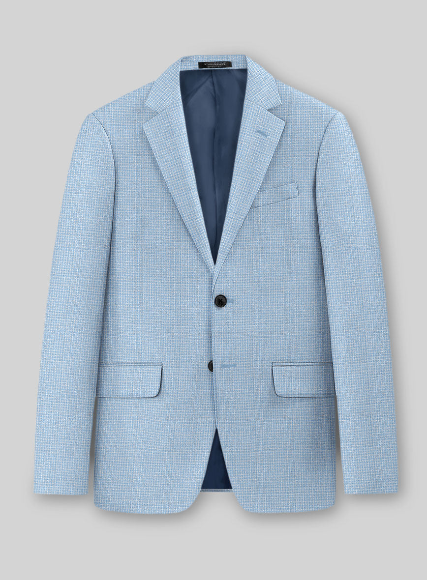 Noble Adrienne Blue Wool Silk Linen Jacket - StudioSuits