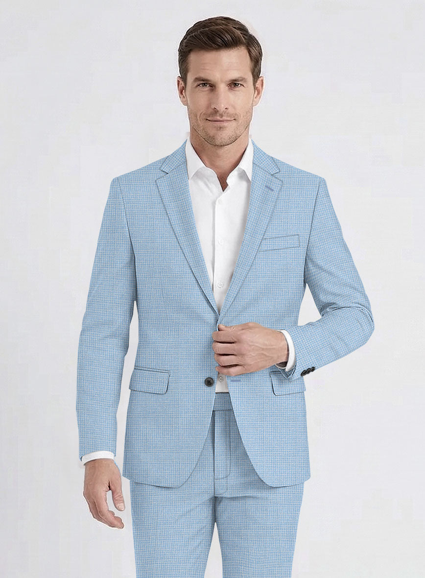 Noble Adrienne Blue Wool Silk Linen Jacket - StudioSuits