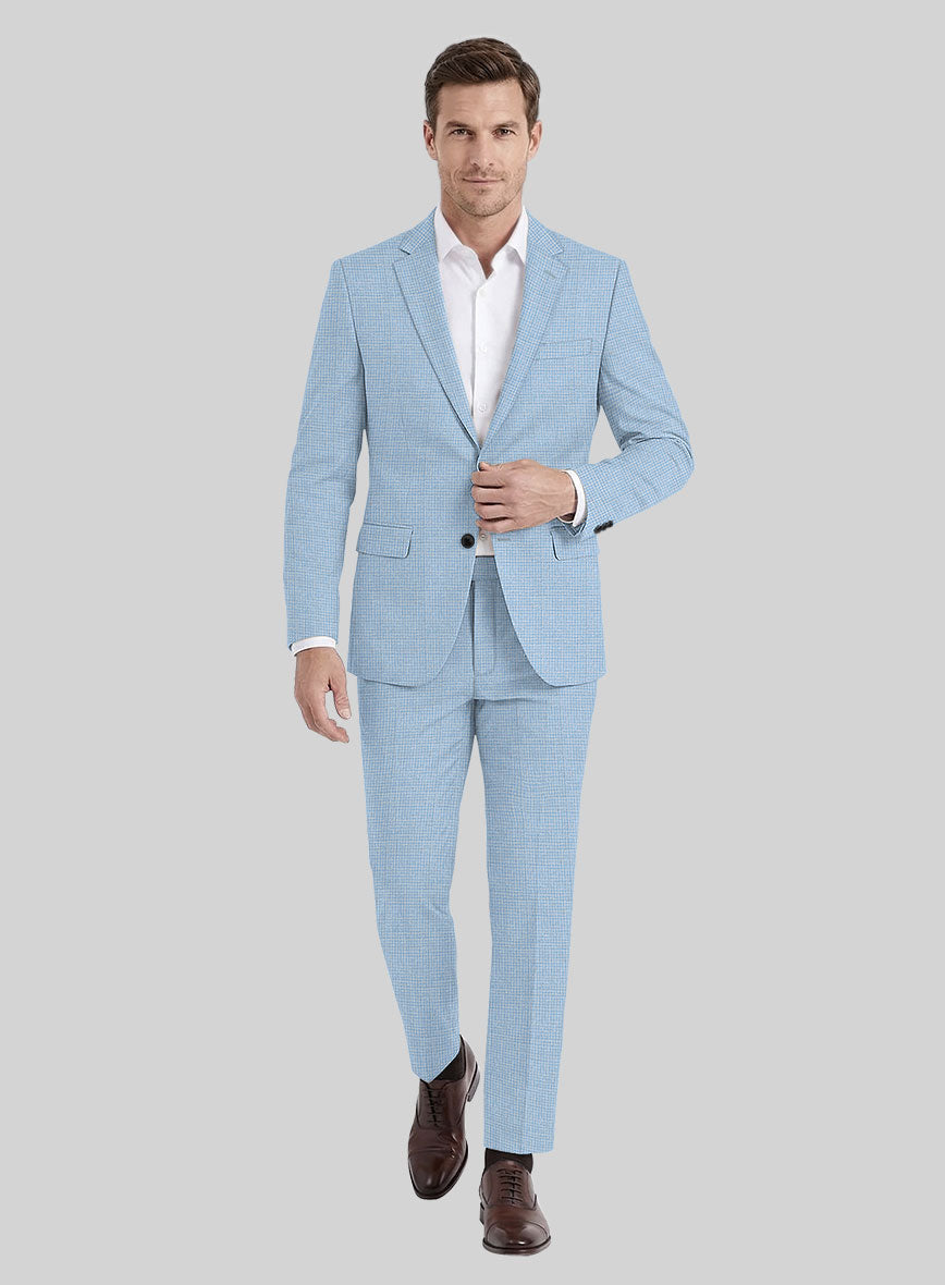 Noble Adrienne Blue Wool Silk Linen Suit - StudioSuits