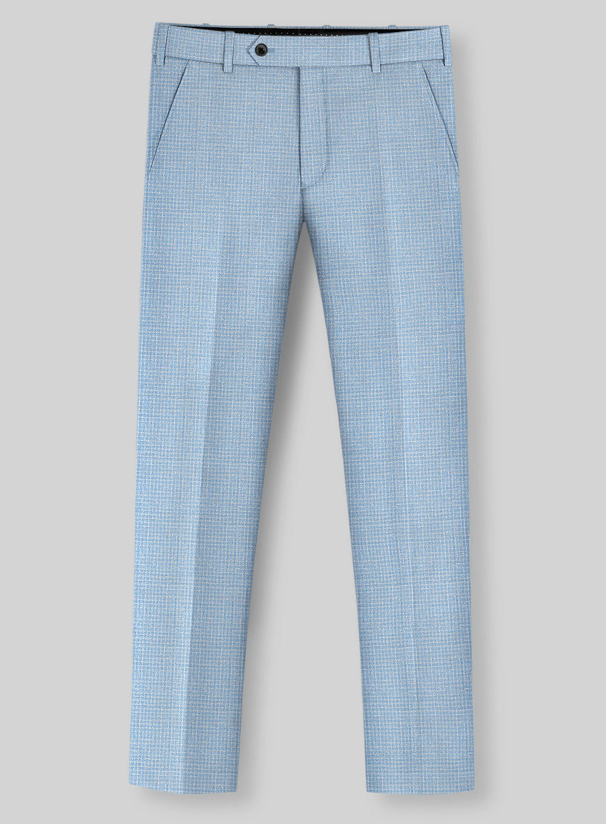 Noble Adrienne Blue Wool Silk Linen Pants - StudioSuits