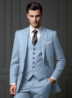 Noble Adrienne Blue Wool Silk Linen Jacket - StudioSuits