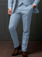 Noble Adrienne Blue Wool Silk Linen Pants - StudioSuits