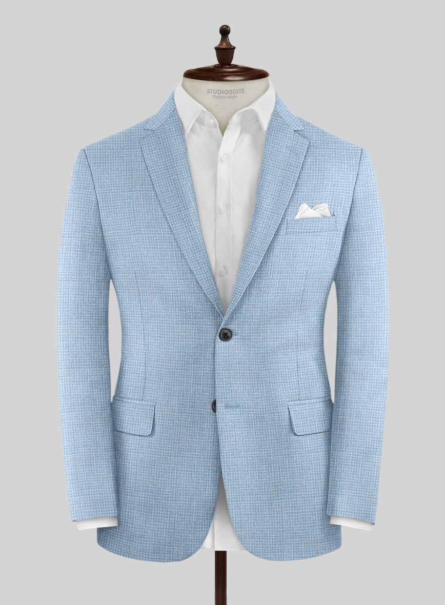 Noble Adrienne Blue Wool Silk Linen Suit - StudioSuits