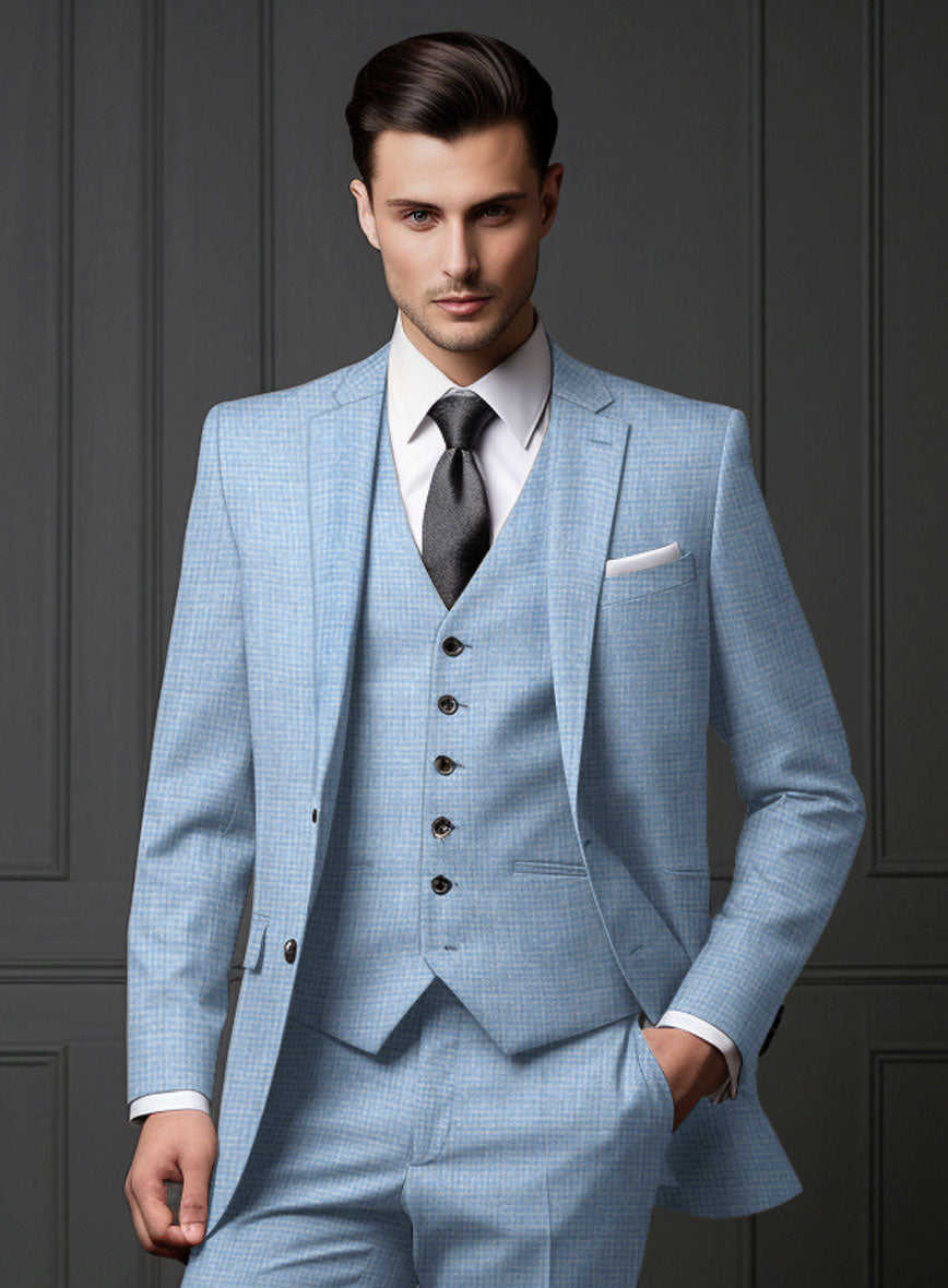 Noble Adrienne Blue Wool Silk Linen Suit - StudioSuits