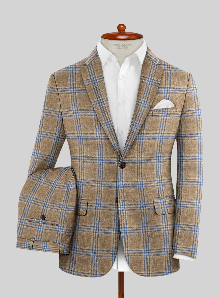 Noble Alonso Beige Wool Silk Linen Suit - StudioSuits