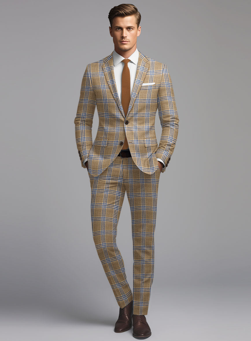 Noble Alonso Beige Wool Silk Linen Suit - StudioSuits
