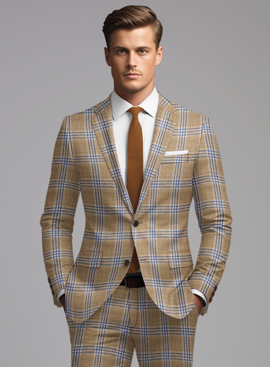 Noble Alonso Beige Wool Silk Linen Suit - StudioSuits