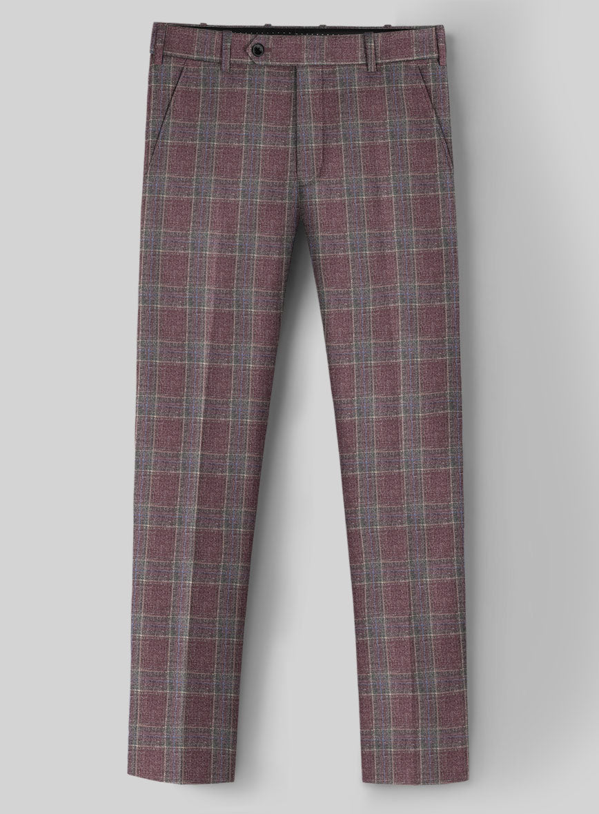 Noble Anton Check Wool Silk Linen Pants - StudioSuits