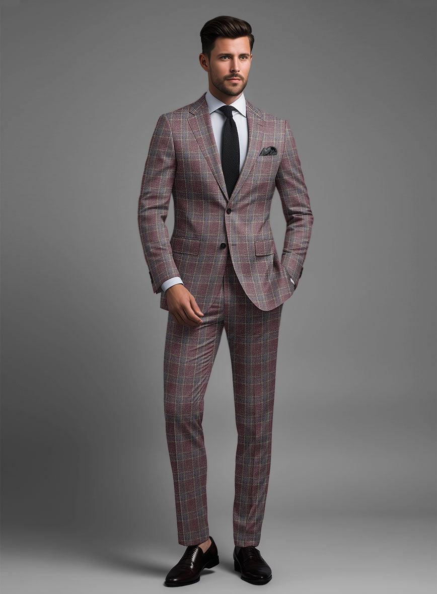 Noble Anton Check Wool Silk Linen Suit - StudioSuits