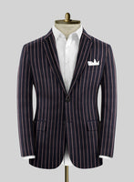 Noble Assunta Blue Stripe Cotton Silk Linen Jacket - StudioSuits