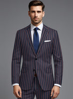Noble Beatrice Blue Stripe Wool Silk Linen Suit - StudioSuits