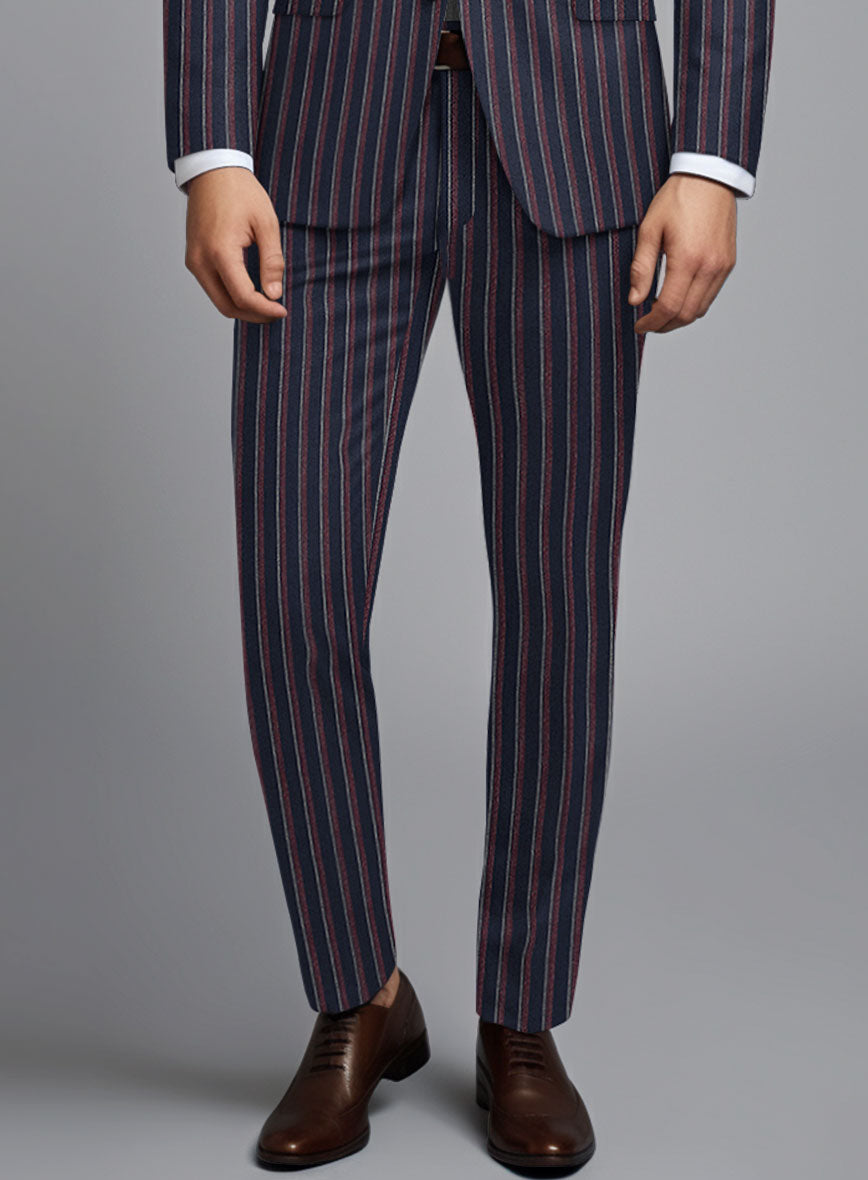 Noble Beatrice Blue Stripe Wool Silk Linen Suit - StudioSuits