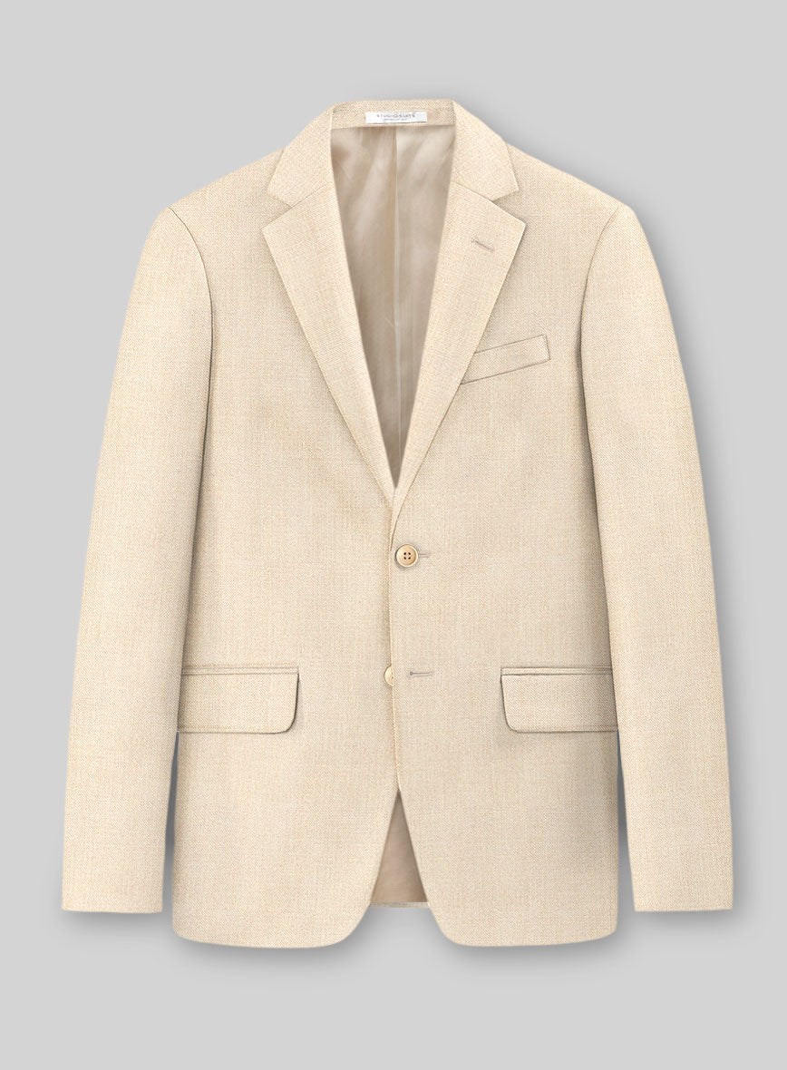 Noble Beige Wool Silk Linen Jacket - StudioSuits