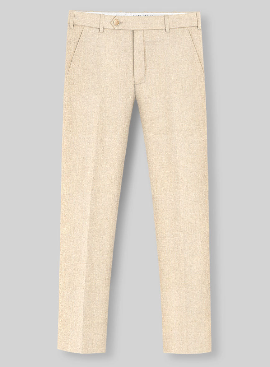 Noble Beige Wool Silk Linen Pants - StudioSuits