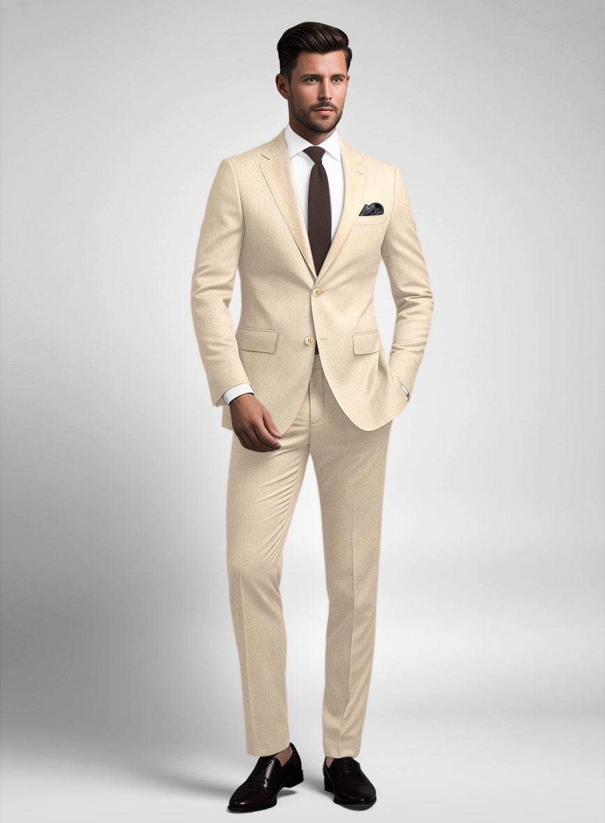 Noble Beige Wool Silk Linen Suit - StudioSuits