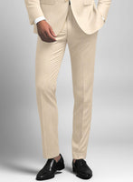 Noble Beige Wool Silk Linen Pants - StudioSuits