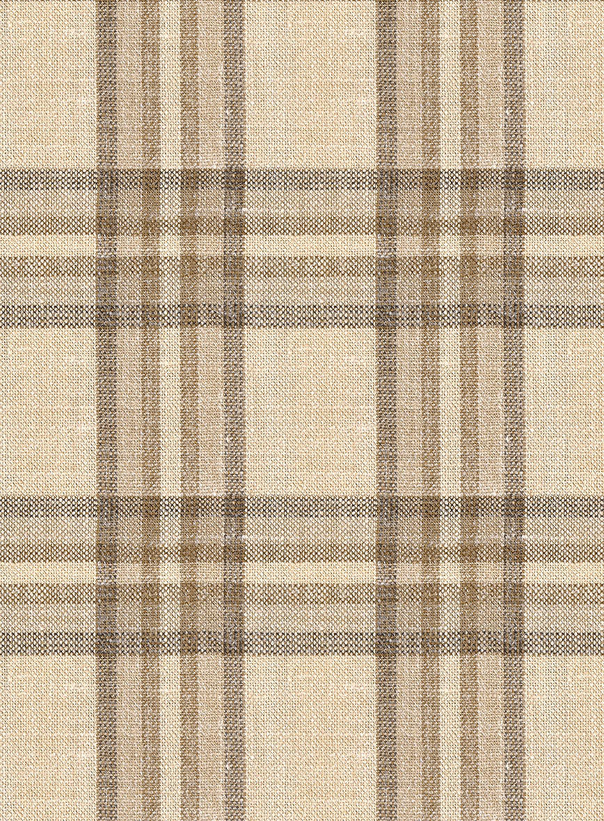 Noble Beige Check Wool Silk Linen Suit - StudioSuits