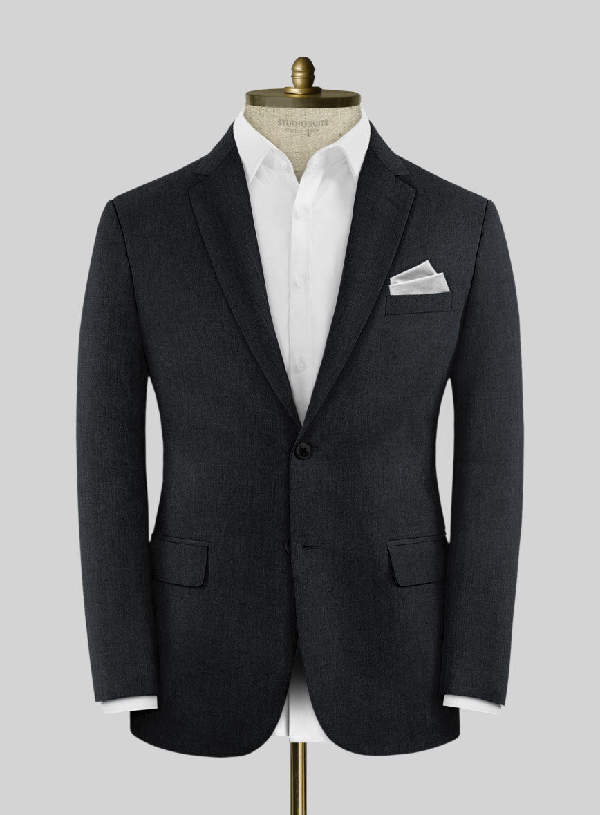Noble Black Wool Silk Linen Jacket - StudioSuits