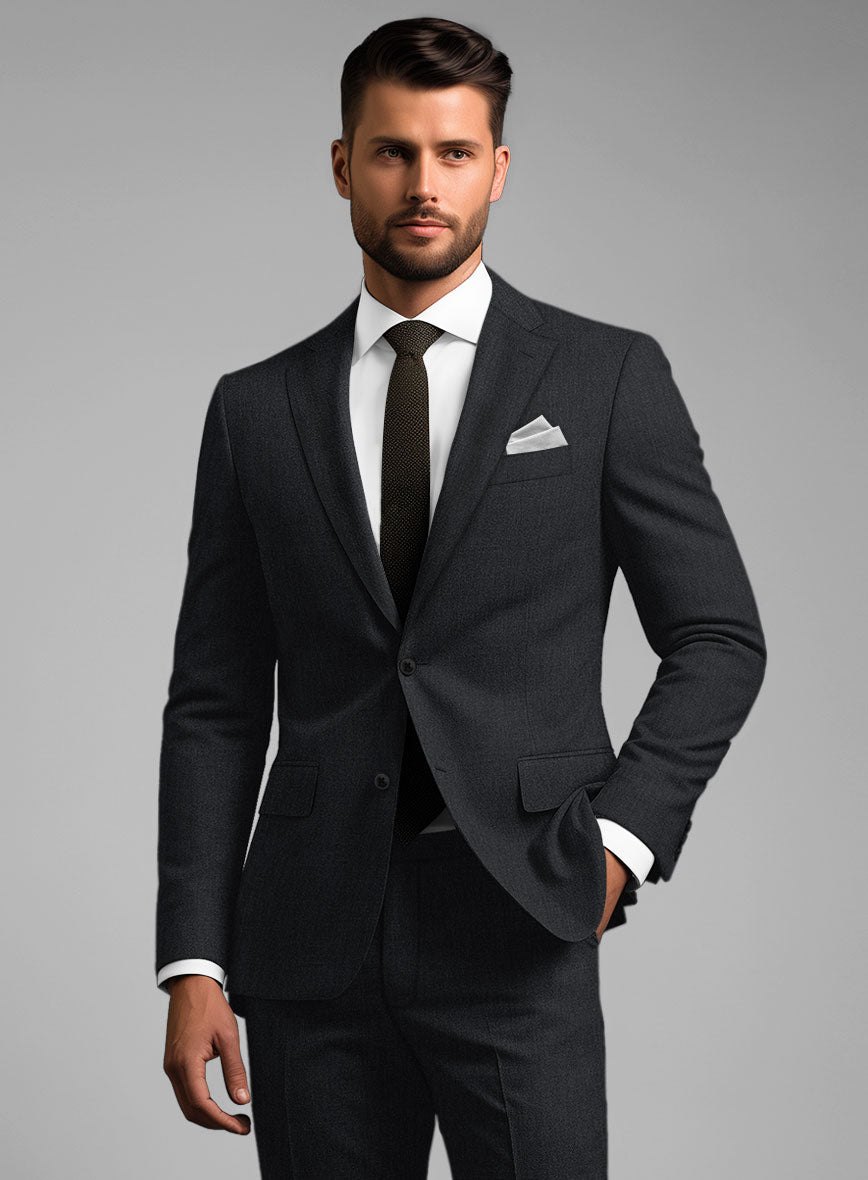Noble Black Wool Silk Linen Jacket - StudioSuits