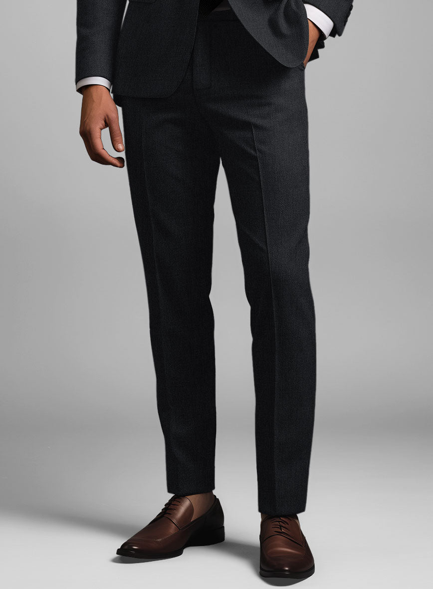 Noble Black Wool Silk Linen Pants - StudioSuits
