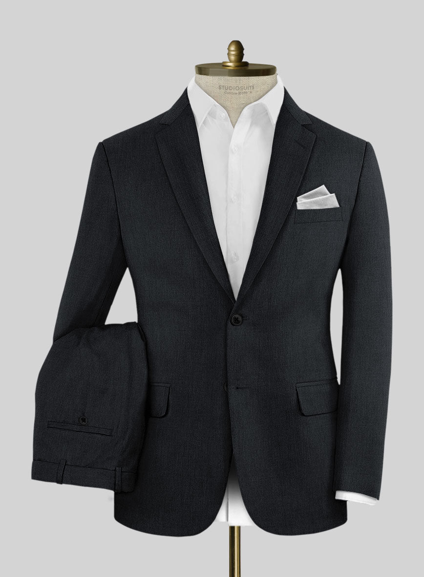 Noble Black Wool Silk Linen Suit - StudioSuits