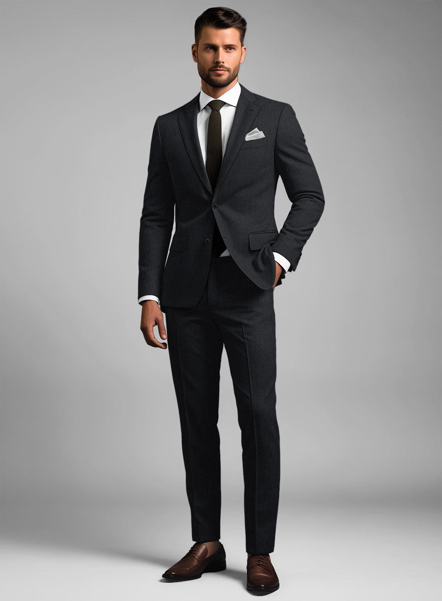 Noble Black Wool Silk Linen Suit - StudioSuits
