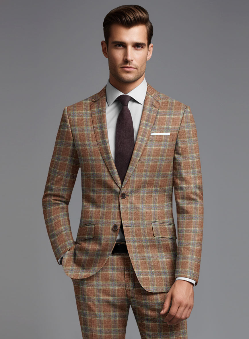Noble Camila Check Wool Silk Linen Suit - StudioSuits