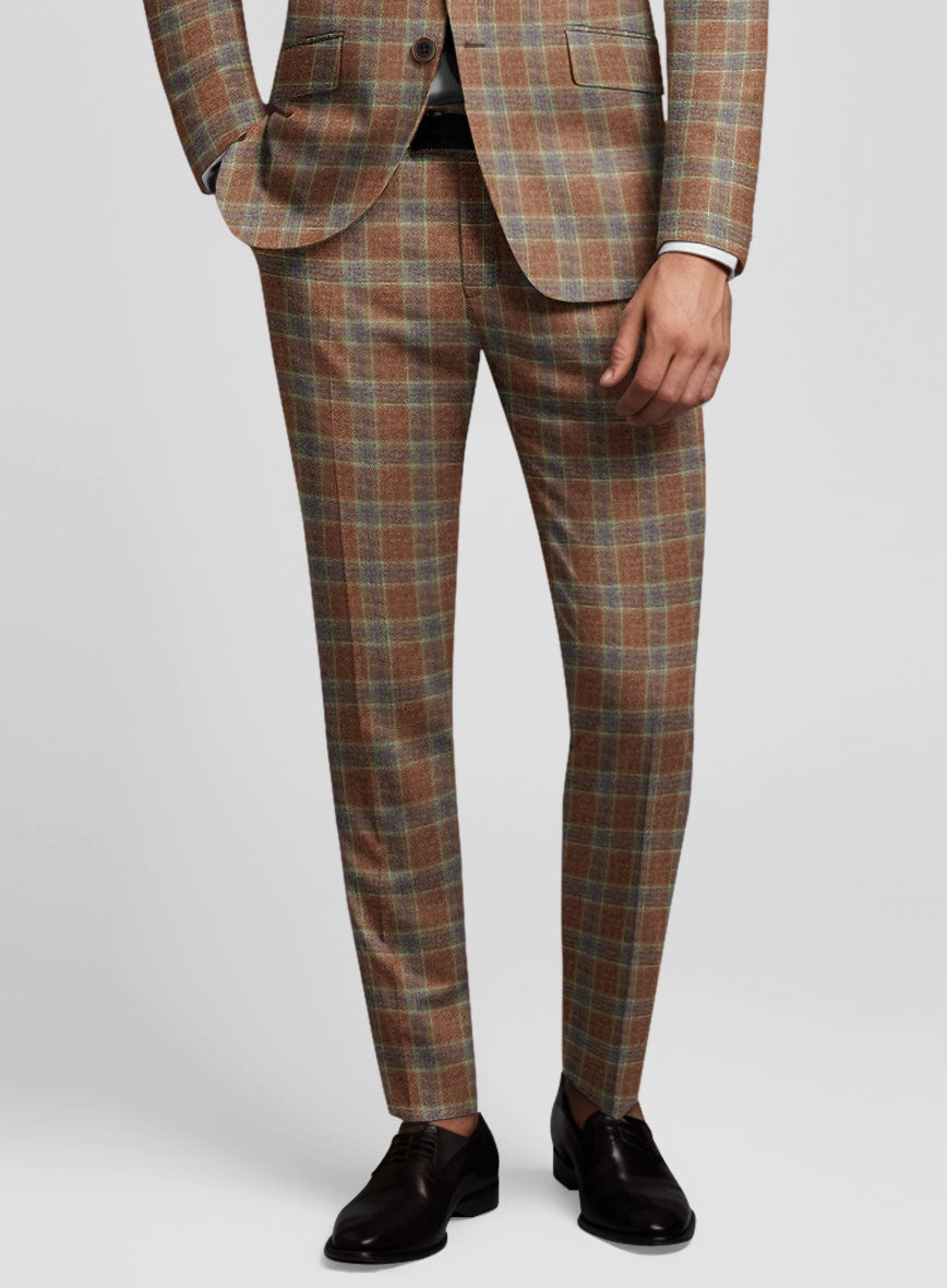 Noble Camila Check Wool Silk Linen Pants - StudioSuits