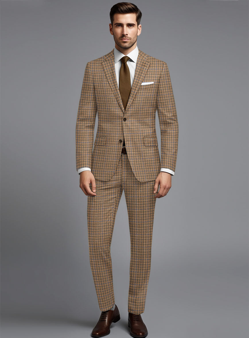 Noble Carmen Check Wool Silk Linen Suit - StudioSuits